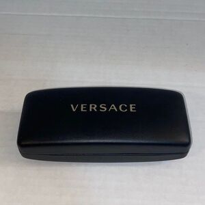 Versace Black Leather Hardshell Clamshell Glasses Case CASE ONLY